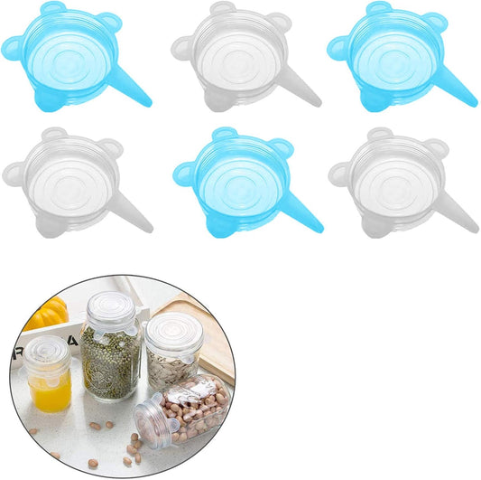 Reusable Silicone Stretch Lids - 6 Pack Food Safe Covers for Yogurt Jars and Bowls (2.6 Inch)