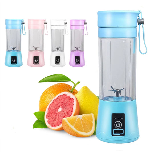 Portable 380ml Electric Juicer Bottle - Rechargeable Fruit & Vegetable Blender in Pink, Perfect for Smoothies on the Go!
